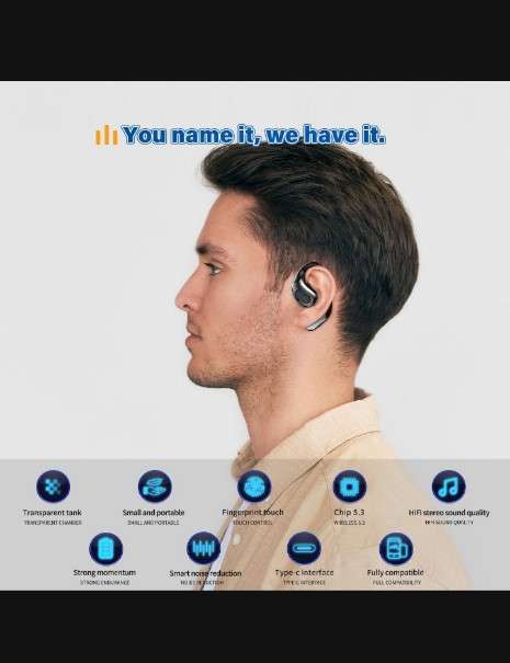 Bluetooth Telephone Receiver Wireless Bluetooth Earphones - YW01 - Black