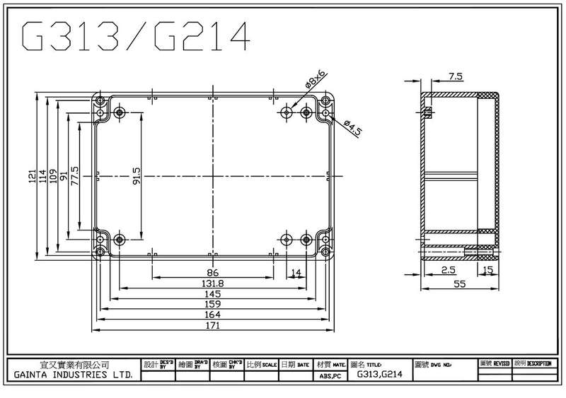 Gainta G214 IP65 ENCLOSURE 171x121x55
