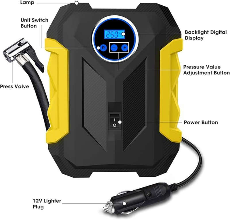Compressor for Car Auto Pump Portable Tire Inflator with LED Light DC 12V