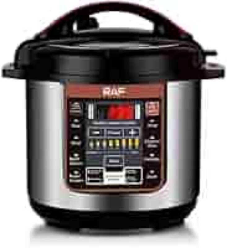 RAF RAF Stainless Pressure Cooker, Black, Silver, 1350 Watt, 6 Liter,