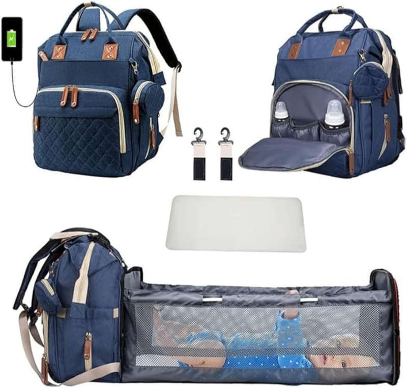 JustKapi-Multifunctional Baby Bag, Diaper Bag for Dad Mom with Pad,