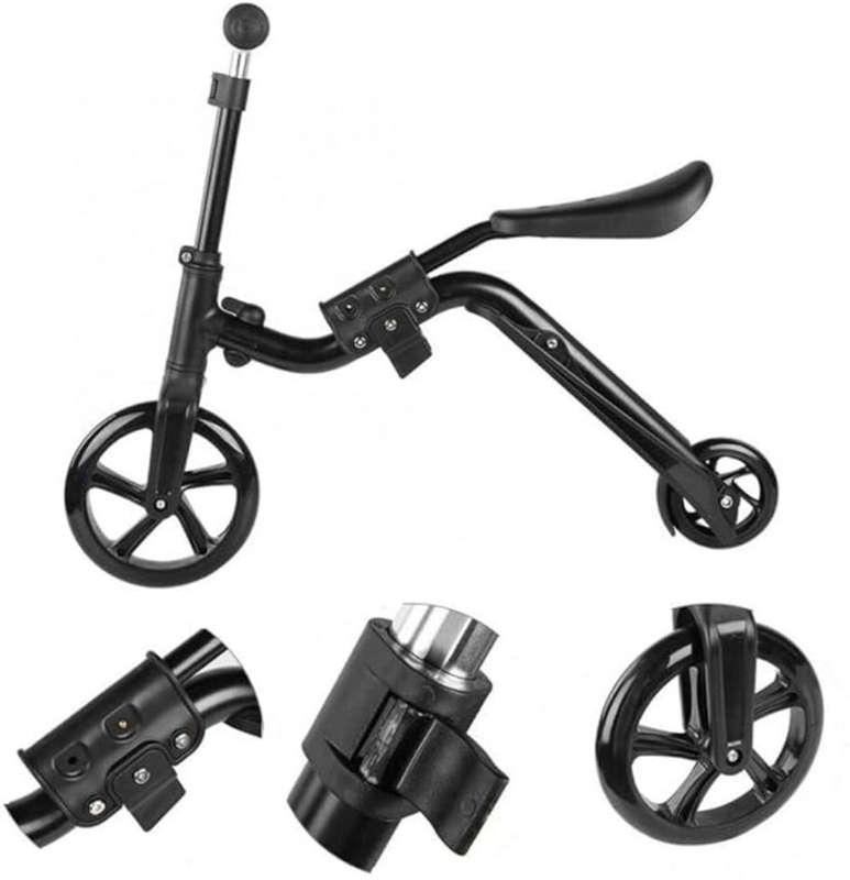 2-In-1 Unbranded Folding Kids Mobility Scooter Bike - Black
