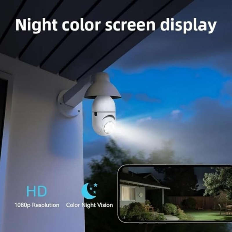 Nicoone Light Bulb Security Camera,1080P Wireless Light Bulb Camera WiFi Outdoor