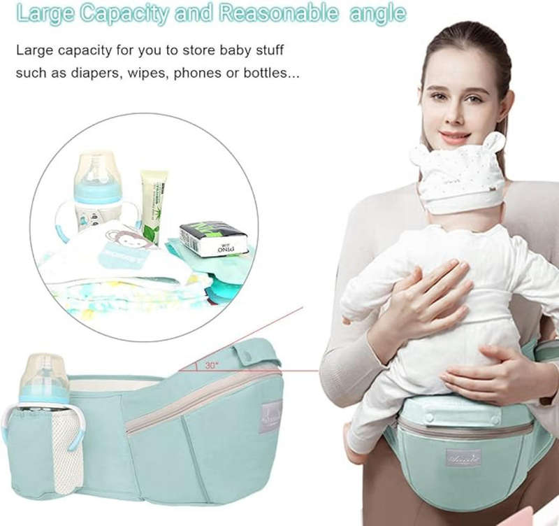 Baby Carrier with Hip Seat, Multi-Functional 9 in 1 Baby Wrap Carrier Newborn to Toddler for All