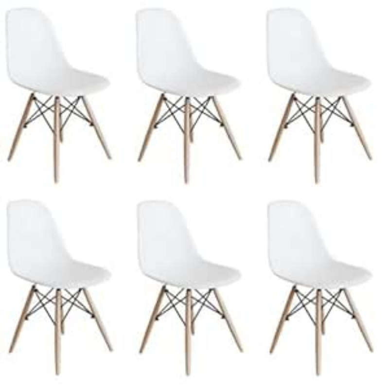 6 x Wooden Leg Chairs - White