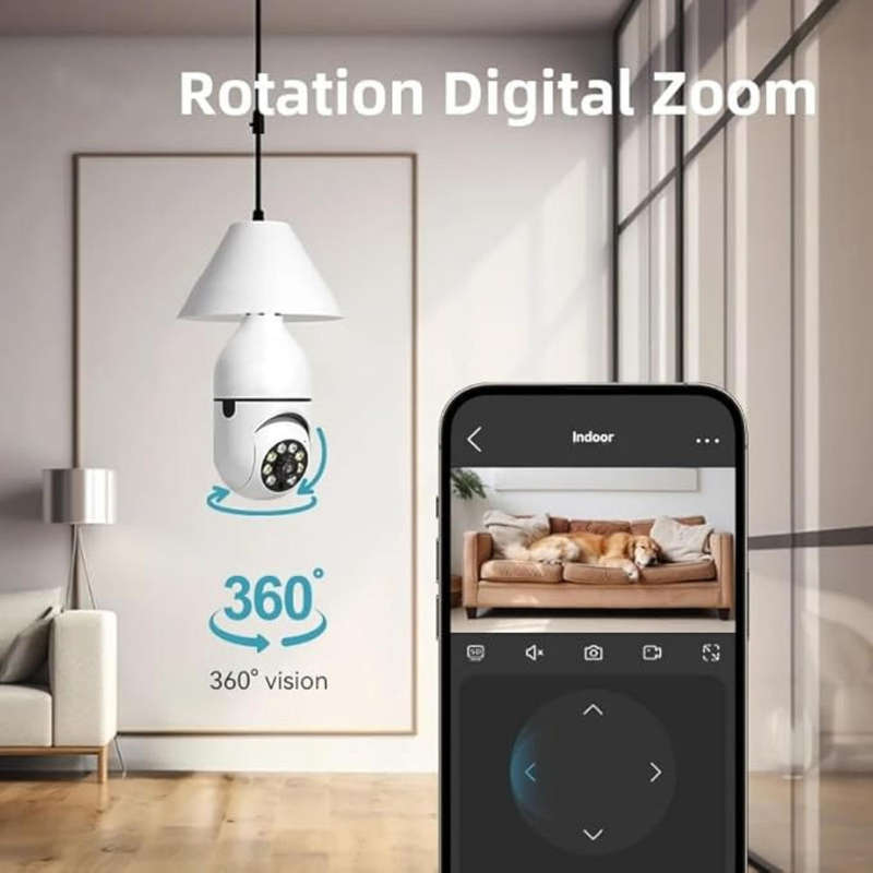 Nicoone Light Bulb Security Camera,1080P Wireless Light Bulb Camera WiFi Outdoor