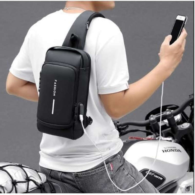 DW Anti-Theft Lock Sling Chest Bag Shoulder Crossbody With USB Port