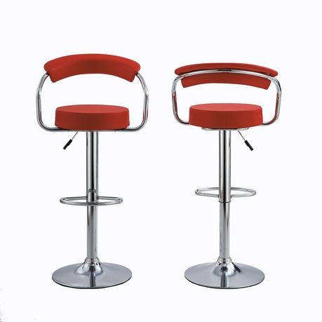 Bar Stools with Arms Set of 2 Black, Red and White Colors