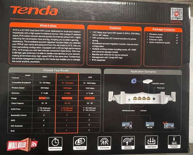 Tenda wifi router 4 antennas AC1200