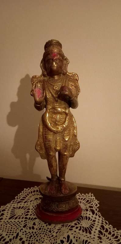 Brass standing Hanuman statue idol