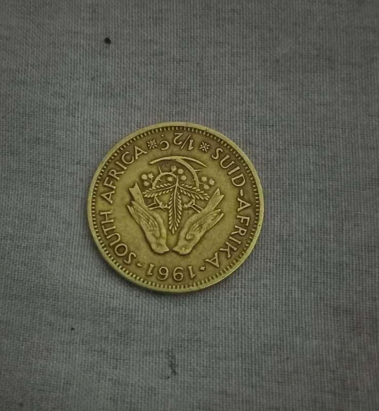 1961 south African 1/2 cent coin
