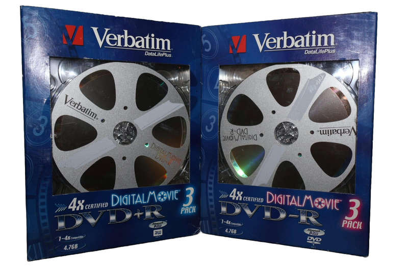 Verbatim Digital Movie DVD-R & DVD+R 4x Discs  Pack of 6 | 4.7GB | Retro Movie Reel Design