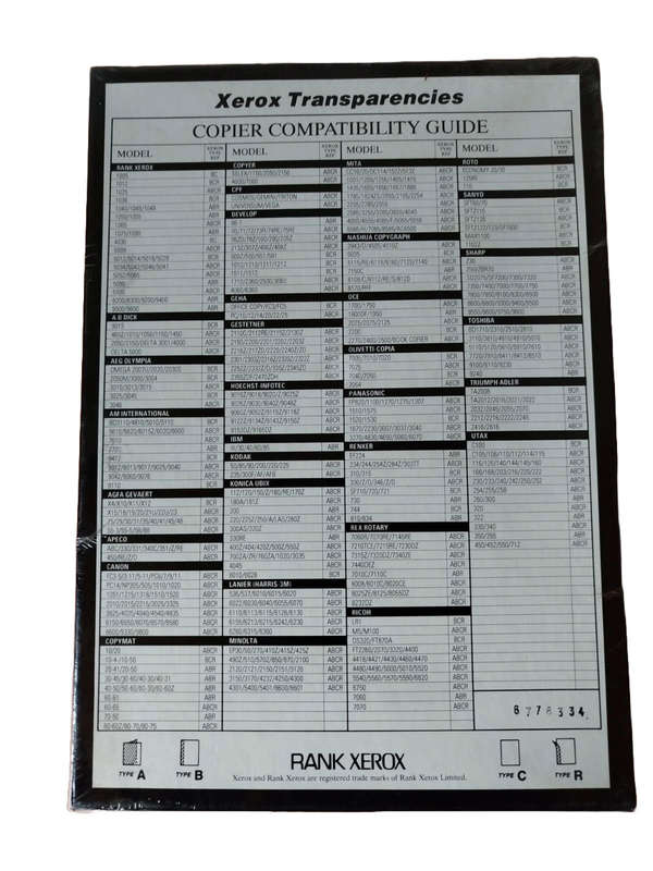 Xerox Type B Transparencies  3R96000 | Sealed Box | A4 Laser Printer Sheets