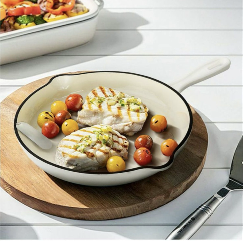 Delica 7 Piece Authentic Cast Iron Dutch Oven Cookware Pot Set - White