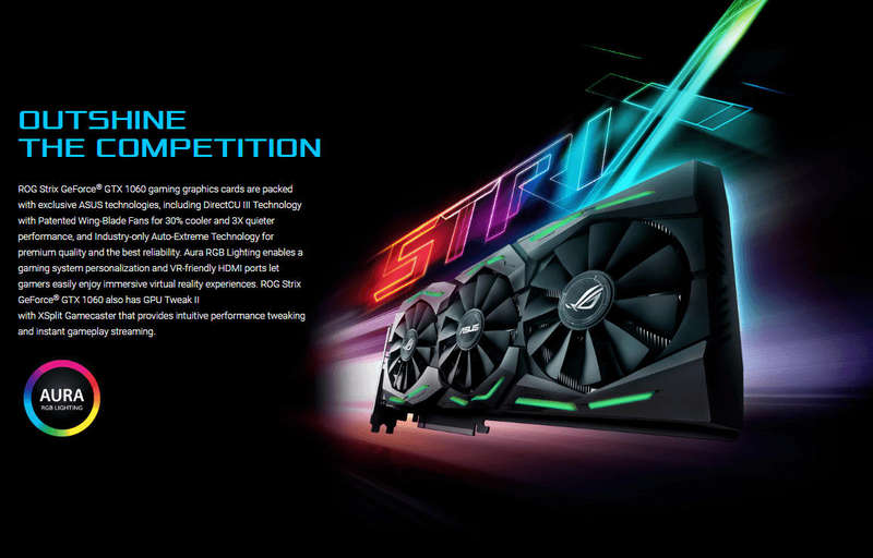 Asus Geforce ROG Strix GTX 1060 6GB Gaming GDDR5 192Bit Desktop Graphics Card