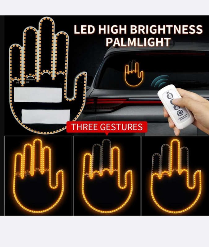 LED Finger Gesture Car Light with Remote Control + Batteries