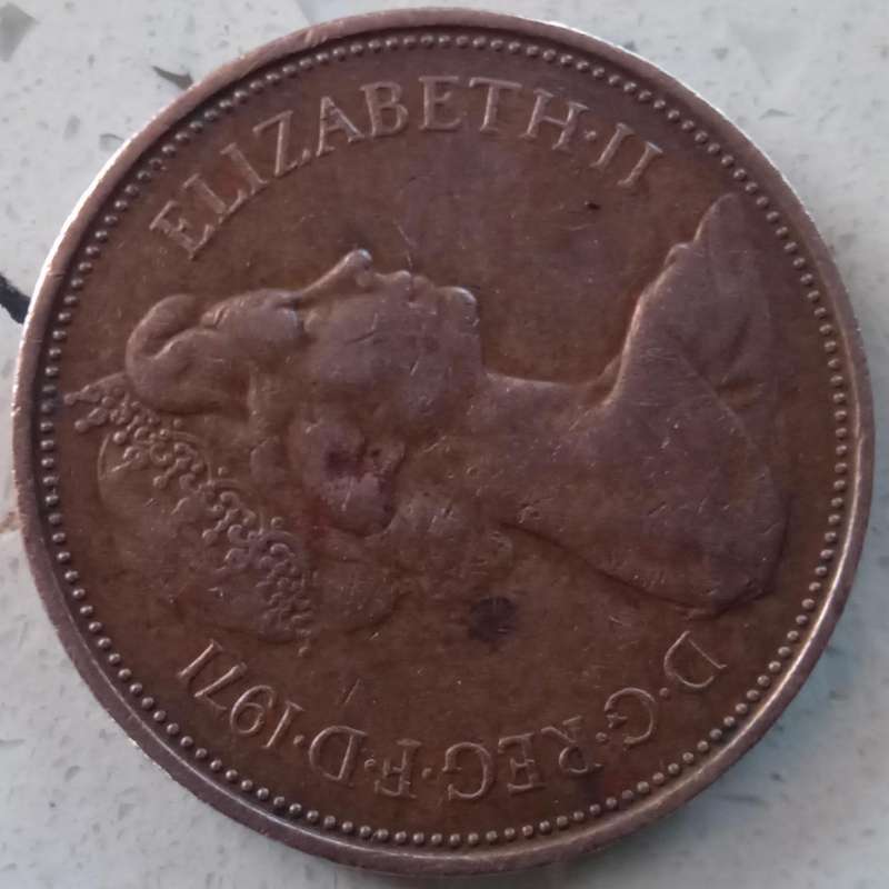 1 New Penny 1971 Queen Elizabeth II UK coin