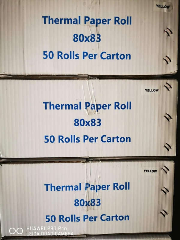 Yellow Thermal Till Rolls - a box of 50 Rolls