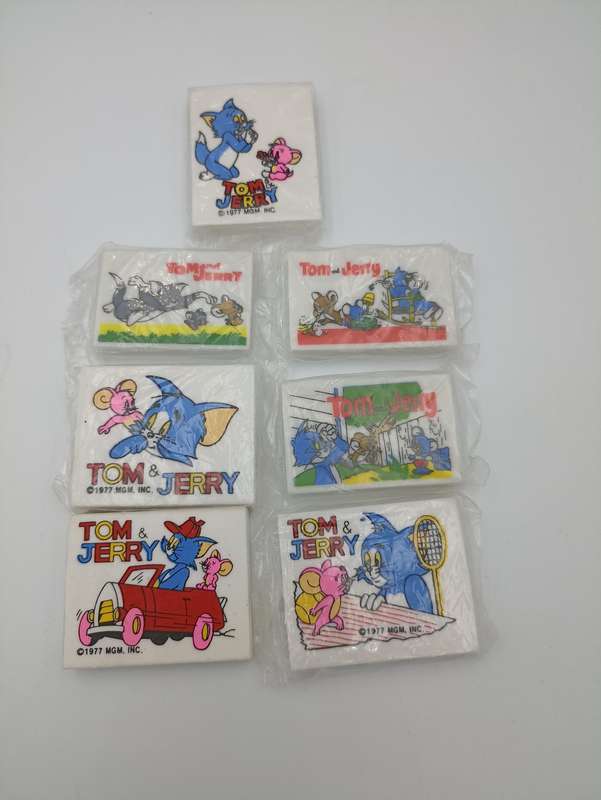Tom and Jerry Vintage 1970s Rubber Eraser Lot