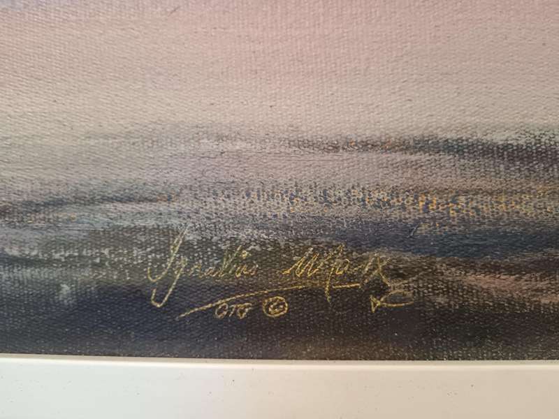 Ignatius Marx (SA 1962-) LAGOON LANDSCAPE painting, signed, oil on canvas, framed 64cm by 89.5cm 