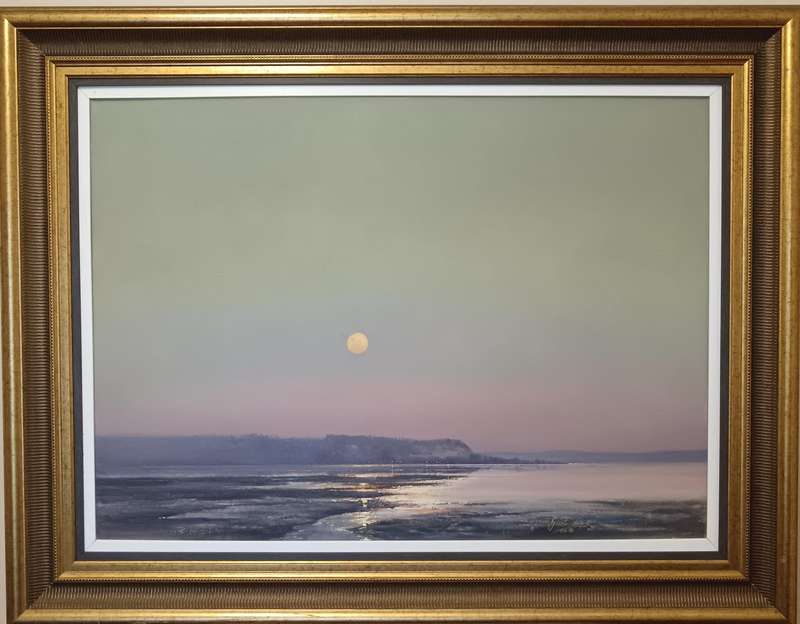 Ignatius Marx (SA 1962-) LAGOON LANDSCAPE painting, signed, oil on canvas, framed 64cm by 89.5cm 