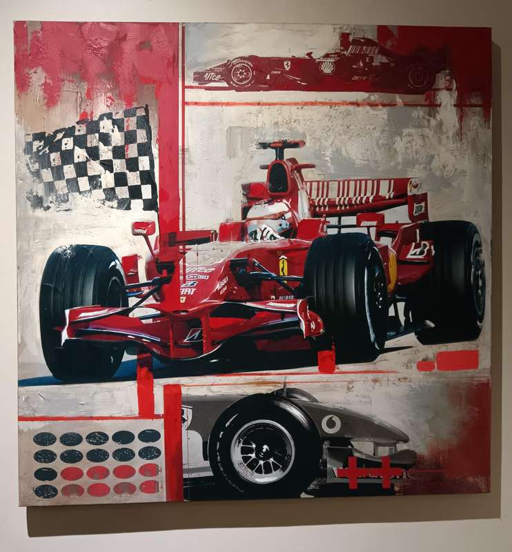 F1 Ferrari Canvas Wall Art 100x100cm