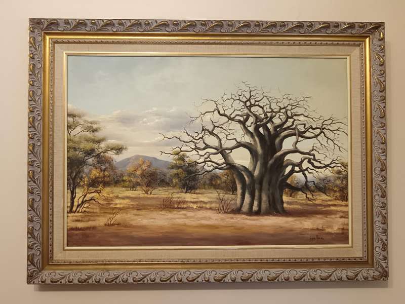 Gerda Mans (SA 20th C) Oil on Board, Landscape with Boabab Tree, Signed, 79 x 108cm