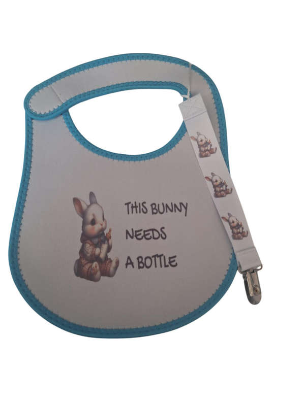 This bunny needs a bottle  - Baby Bib combo