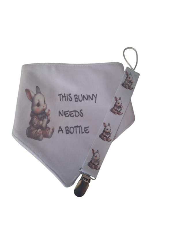This bunny needs a bottle  - Baby Bib combo