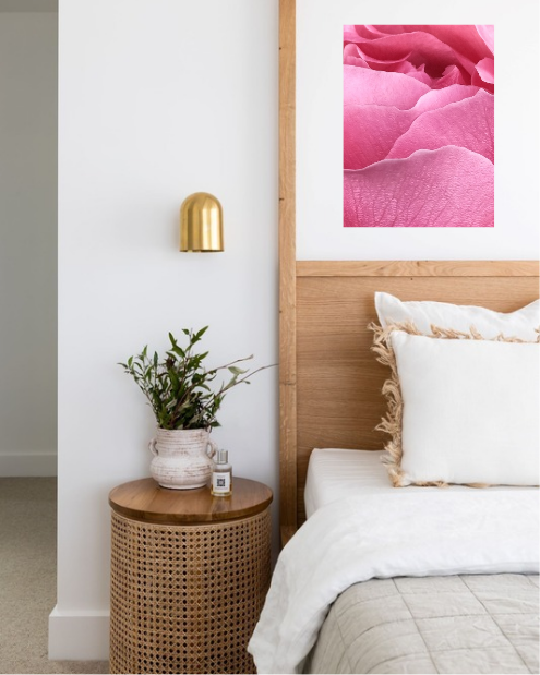 Original Photography A3 Printed Canvas Wall Art "Pink Rose Petals"