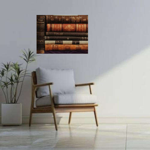 Original Photography A3 Printed Canvas Wall Art "Vintage Books""