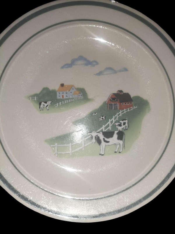 Century Stoneware "Fannie's Farm" pattern salad plate