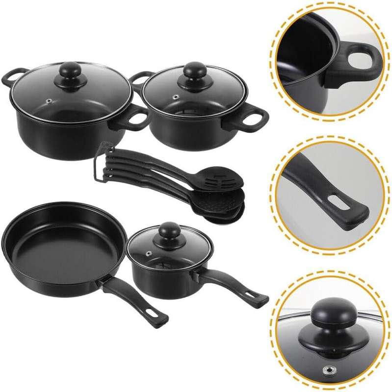 Black 13 Piece Non Stick Kitchen Cookware Set