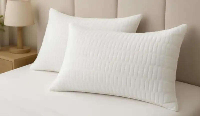 2Pc Quilted Pillows, 100% Polyester, Naturally Siliconised Silk