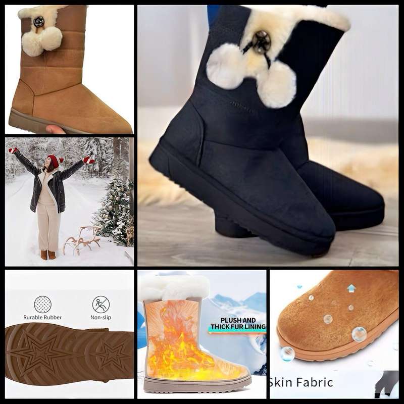 Winter Princess Snow Boots, Warm Lined, Plush and Thick Fur Lining, Size 3 to 8