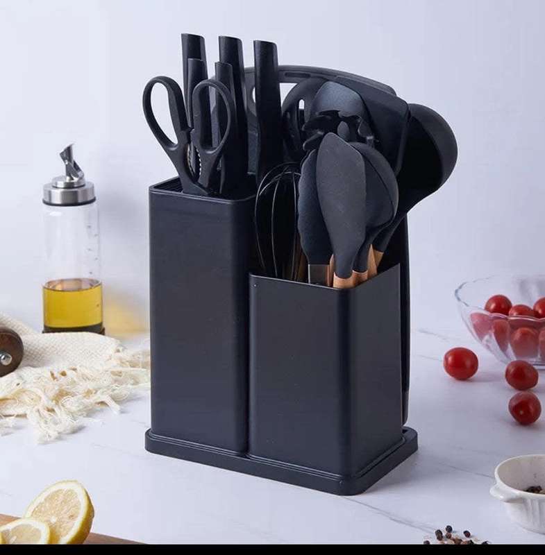 19-Piece Non-Toxic Silicone Cooking Utensils Set with Holder - Heat-Resistant