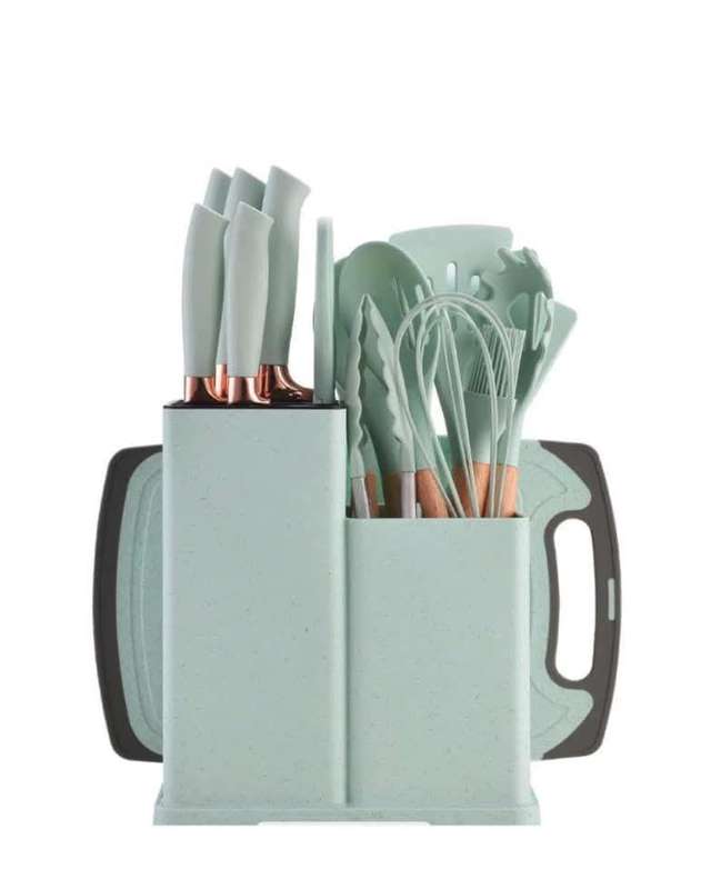 19-Piece Non-Toxic Silicone Cooking Utensils Set with Holder - Heat-Resistant