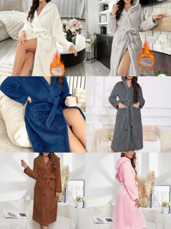 Luxury Terry Bathrobe/Gown: Unisex, Fluffy, Free Size