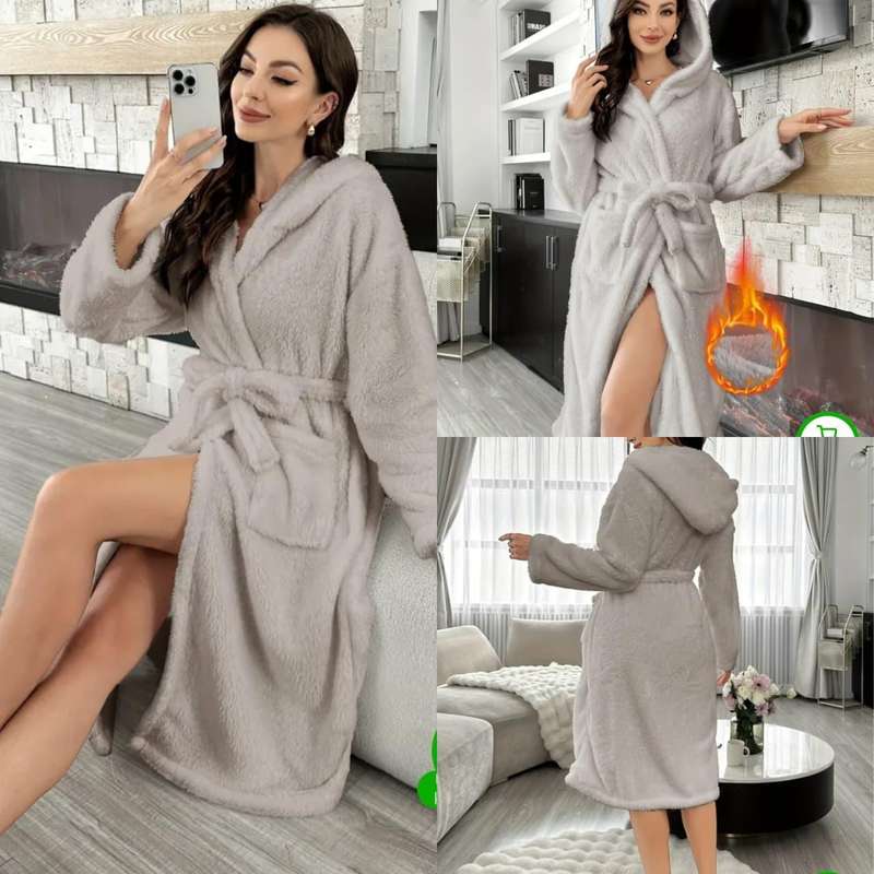 Luxury Terry Bathrobe/Gown: Unisex, Fluffy, Free Size