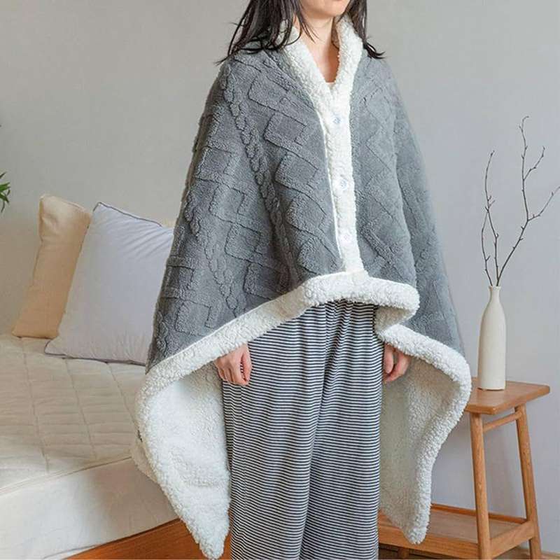 Geometric Fleece Ponchos, One Size Fits All