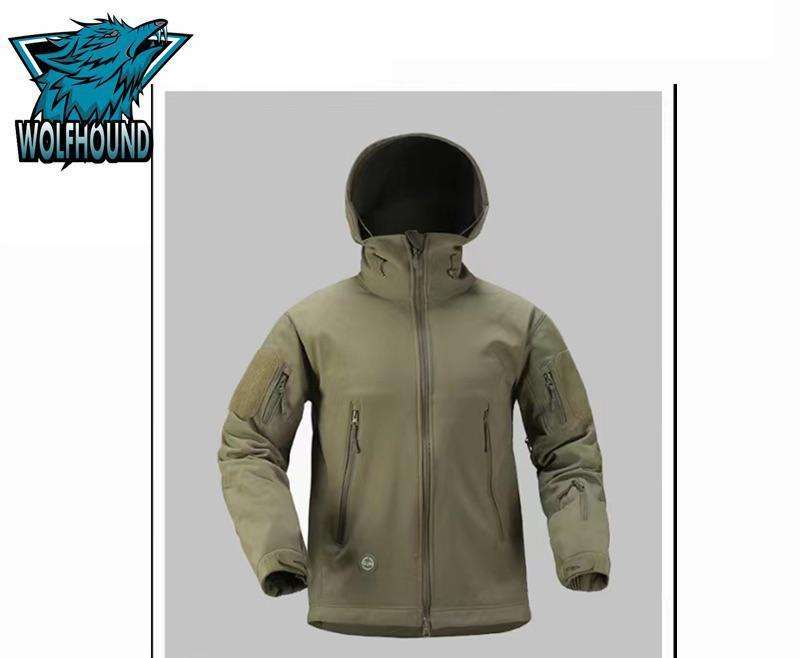 Tactical Softshell Jacket with Zip Closure, Slash Pockets, Tuck-Away Hood & Adjustable Cuffs, M-4XL