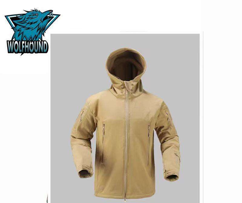 Tactical Softshell Jacket with Zip Closure, Slash Pockets, Tuck-Away Hood & Adjustable Cuffs, M-4XL