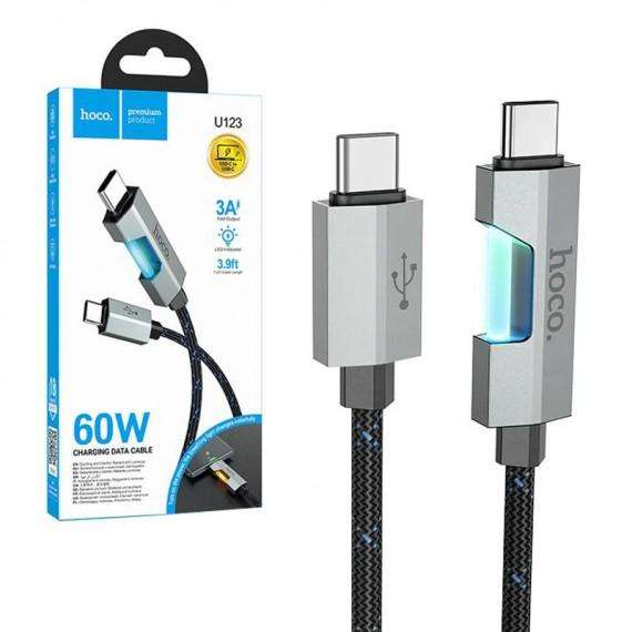 hoco U123  (USB-C to USB-C) Smart LED Fast Charging Cable (60W PD, 3A Output)