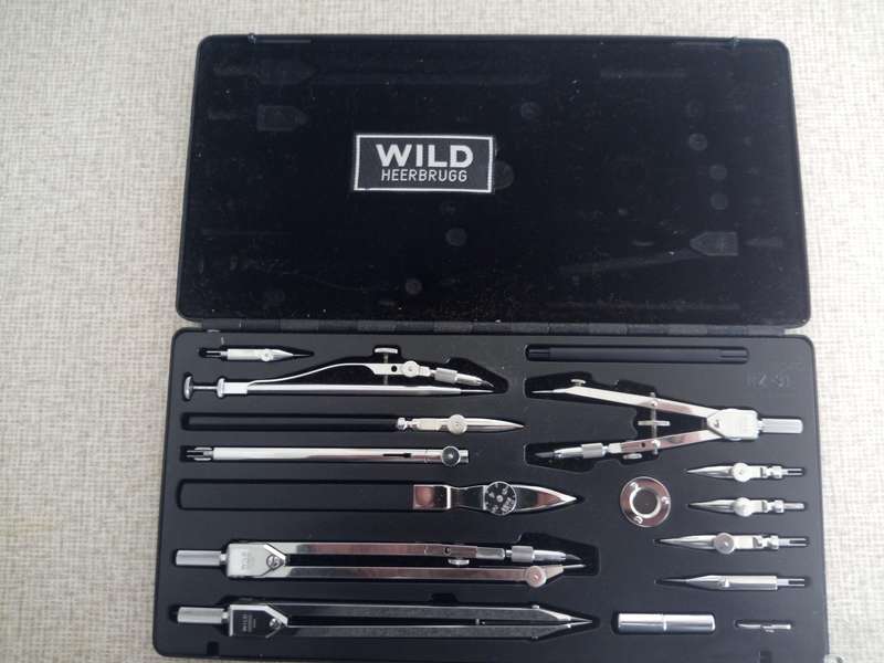 Vintage Wild Heerbrugg Swiss drawing drafting compass set