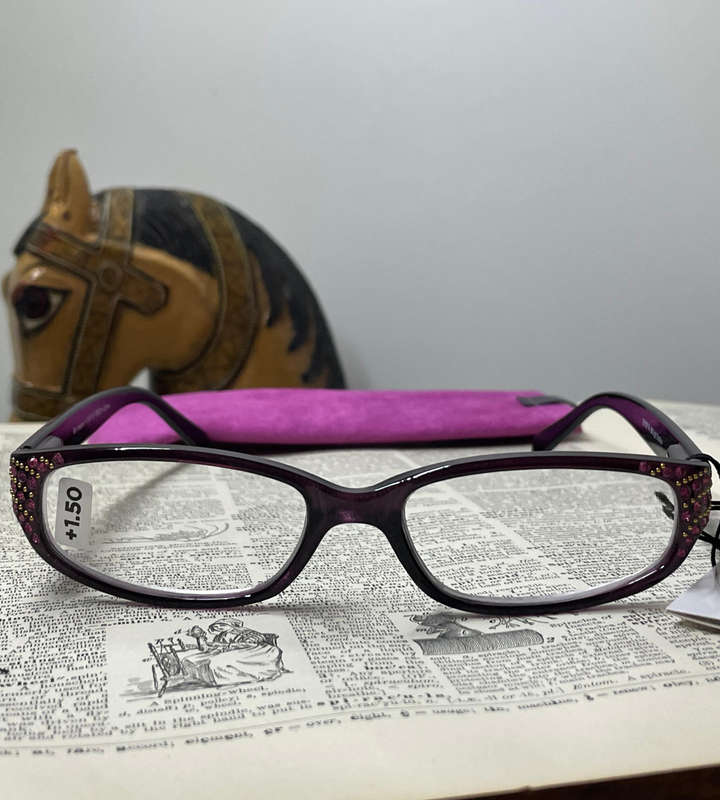 Sight Station +1.50 Reading Glasses  EYE714 Rio Mauve | Purple & Gold with Faux Diamond Accents | F