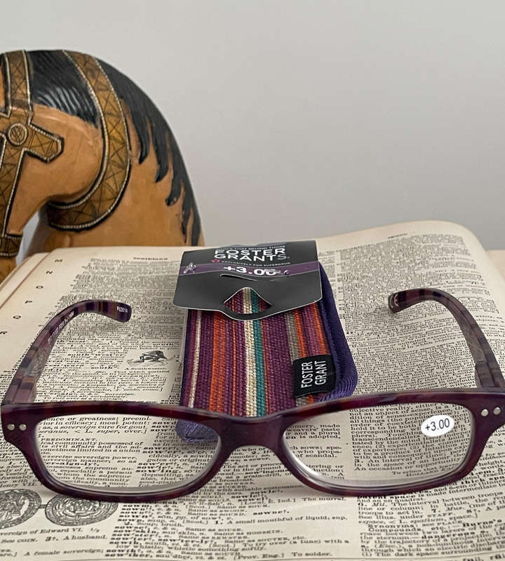 Foster Grant RFSMEG300SD +3.00 Reading Glasses  MEG PRP Bohemian Stripes with Fabric Pouch