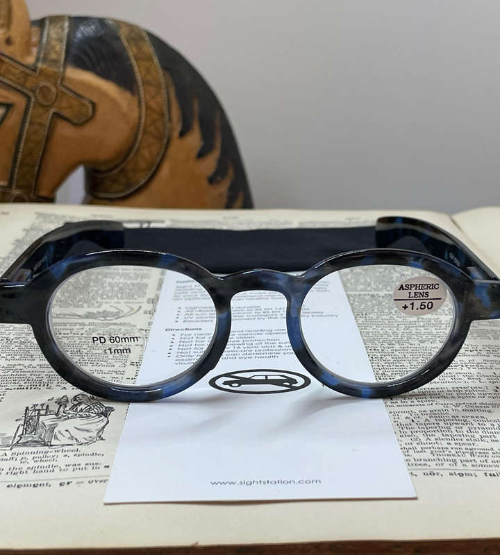 Sight Station HARRY +1.50 Reading Glasses  Blue Frame with Matching Sleeve | Aspheric Lenses