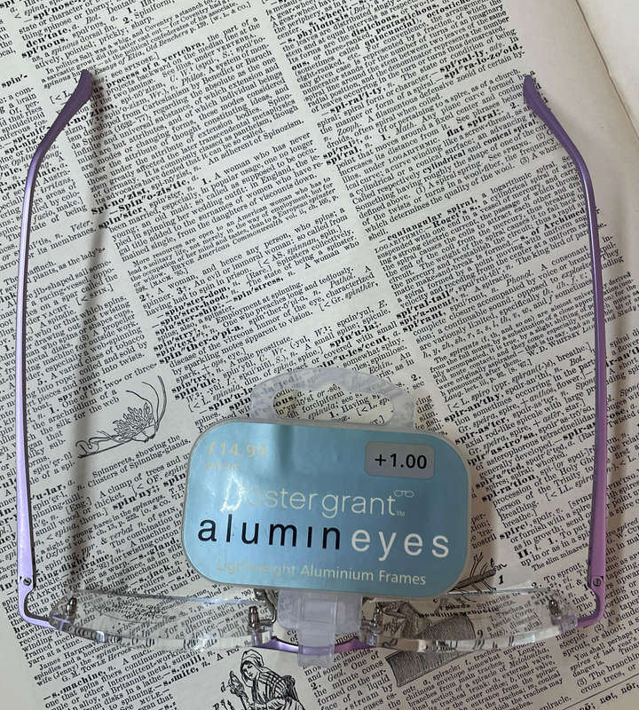 Foster Grant +1.00 Reading Glasses  Lilac Aluminum Frameless | Lightweight | 50 Off