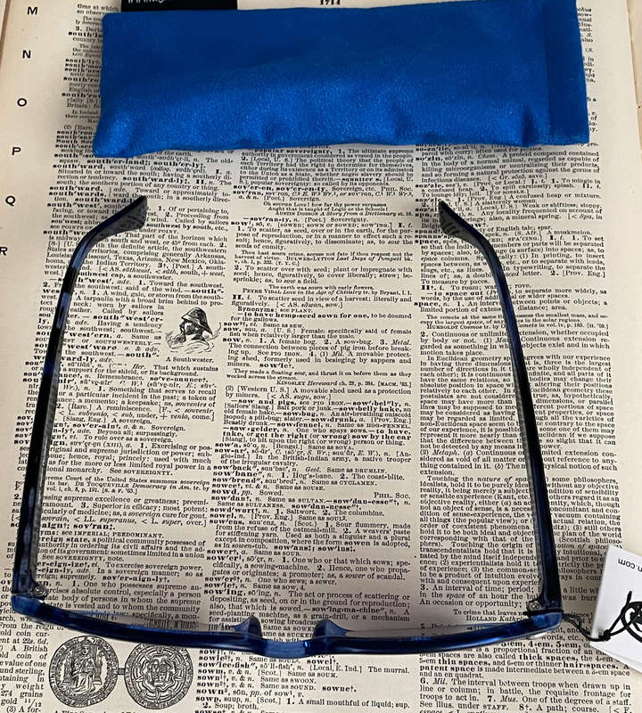 Sight Station Seville Blue +3.00 Tinted Reading Glasses  PD 62mm  With Fabric Pouch