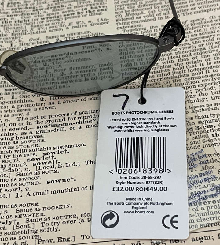 BOOTS Reactolite Sunglasses  Photochromic Lenses | Clearance | New & Unused
